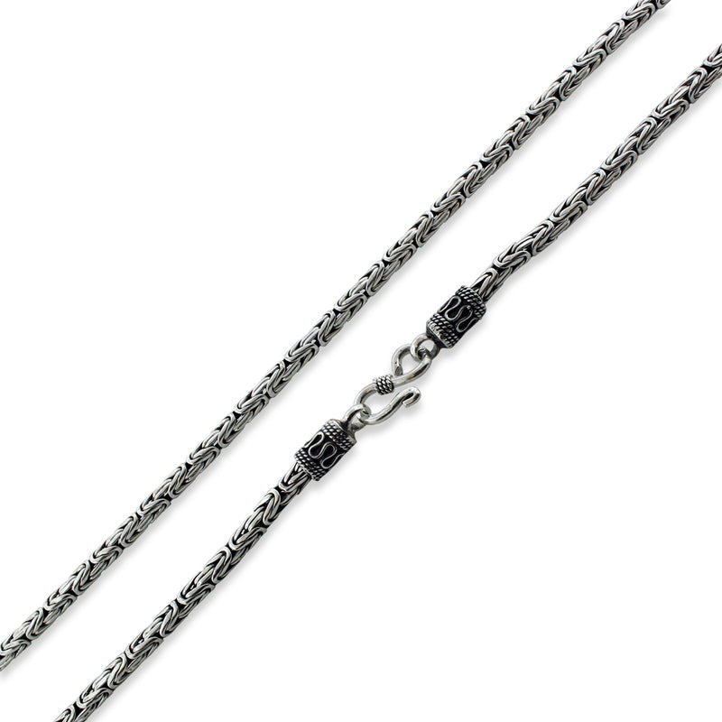 Sterling Silver 7" Round Byzantine Chain Necklace - 4.2MM