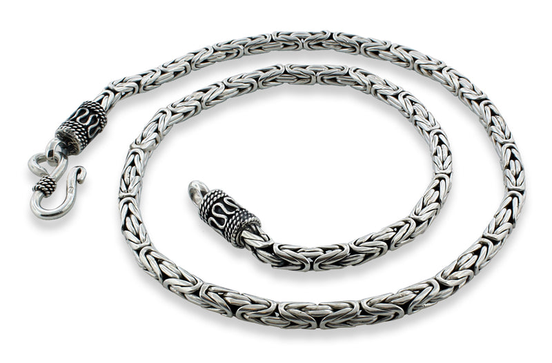 Sterling Silver 22" Round Byzantine Chain Necklace - 4.2MM