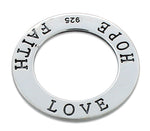 Sterling Silver Love Hope Faith Round Pendant