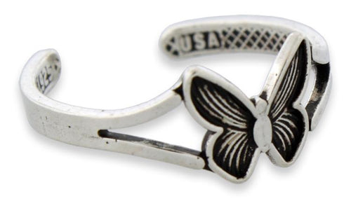 Sterling Silver Butterfly Adjustable Toe Ring