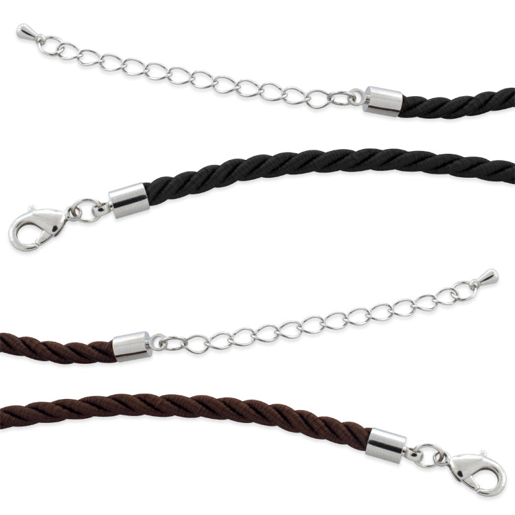 16" 4mm Rayon Twisted Necklace w/ Steel Adj Clasp