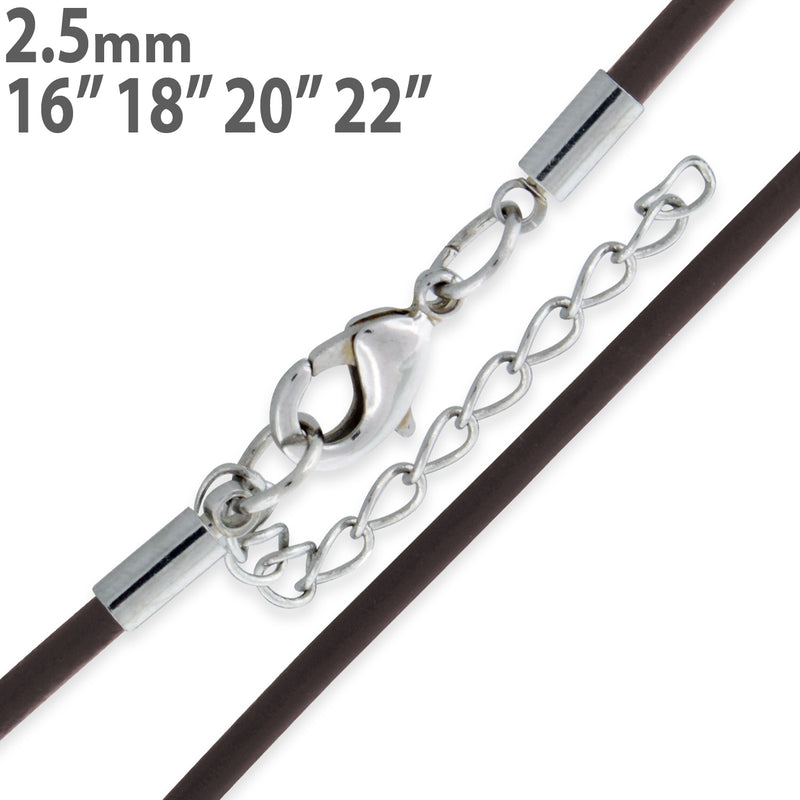 2.5mm Brown Leather Cord w/ Adjustable Clasp