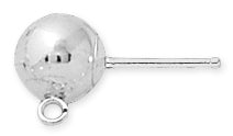 Sterling Silver Ball Earring 7mm with Ring