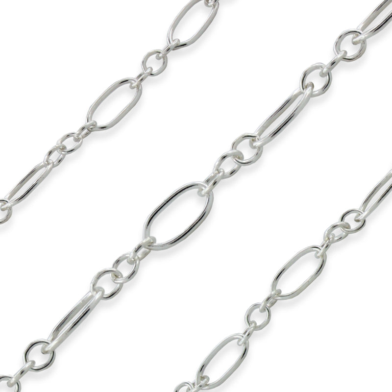 Sterling Silver Oval Long & Short Chain 5x3mm (sold by the foot)