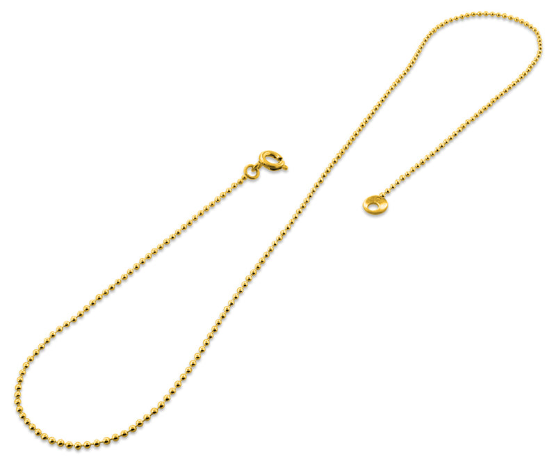 14K Gold Plated 22" Bead Brass Chain Necklace 1.50mm