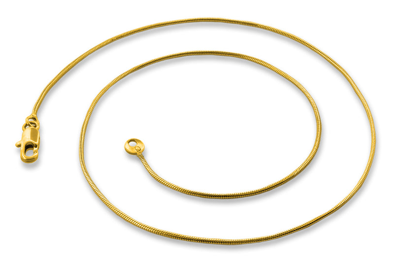 14K Gold Plated 22" Snake Brass Chain Necklace 1.13mm