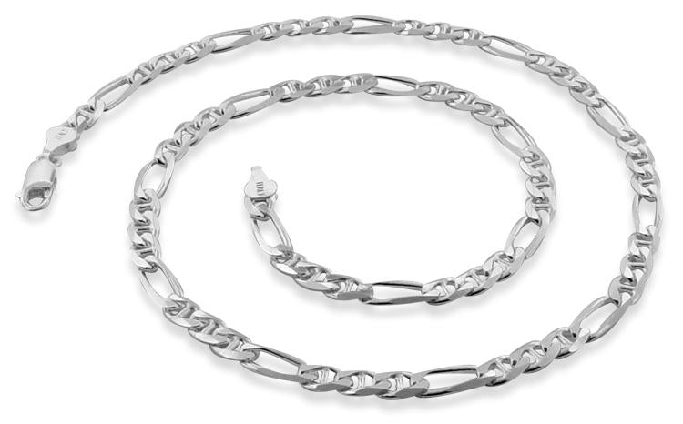 Sterling Silver 18" Figaro Marina Chain Necklace - 5.5MM