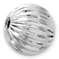 Sterling Silver Plain Beads Corrugated 9mm - Pack of 2