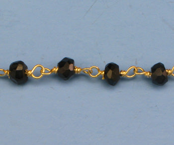 Gold Plated Over Silver Chain w/ Black Spinel Stone