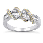Sterling Silver Gold-Plated Exotic Twisted CZ Ring