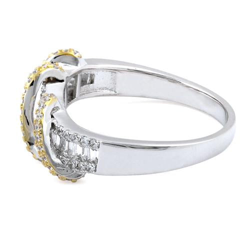 Sterling Silver Gold-Plated Exotic Twisted CZ Ring