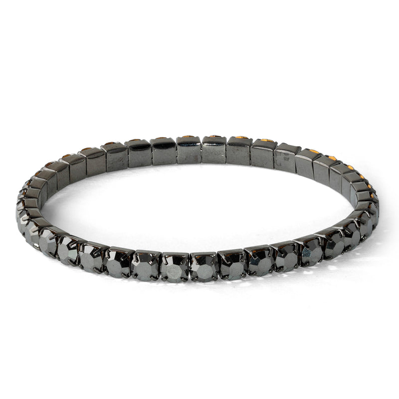 Hematite Glass Elastic Tennis Bracelet