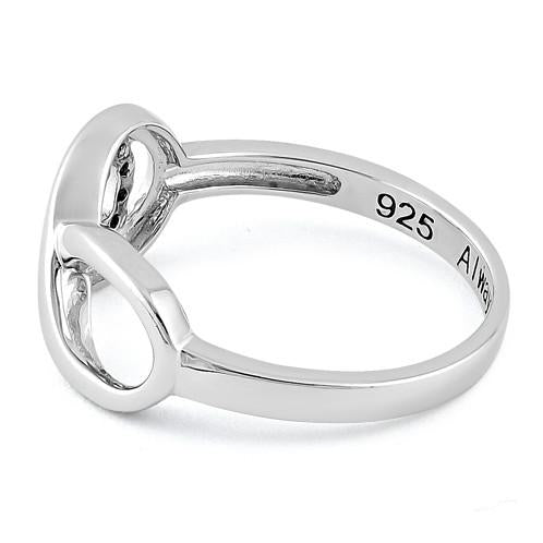 Sterling Silver Infinity Emerald Heart "Always & Forever" Engraved CZ Ring