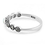 Sterling Silver Small Round Mother of Pearl Marcasite Ring