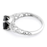 Sterling Silver Swirl Design Black and Clear CZ Ring