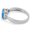 Sterling Silver Center Stone Charmed Blue Lab Opal Ring