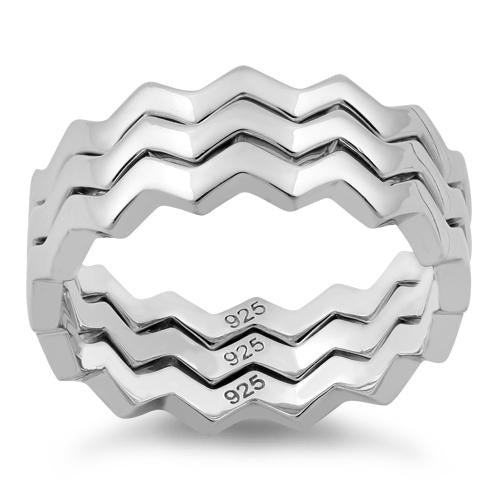 Sterling Silver 3 ZigZag Band Ring