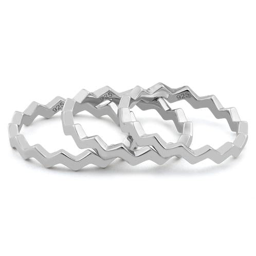 Sterling Silver 3 ZigZag Band Ring