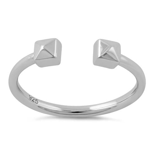 Sterling Silver End to End Pyramid Square Ring