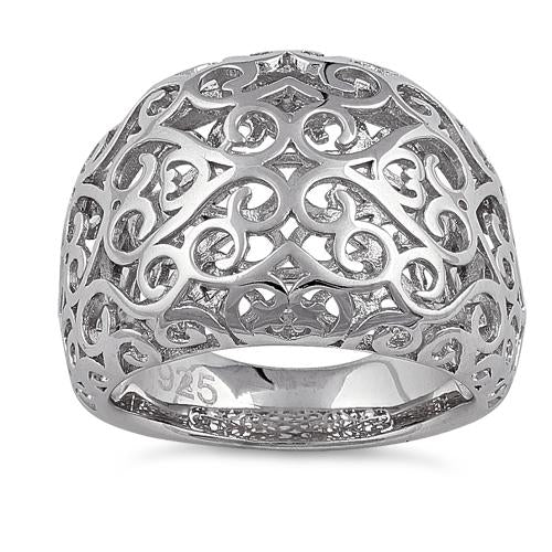 Sterling Silver Resilient Curvey Hearts Ring