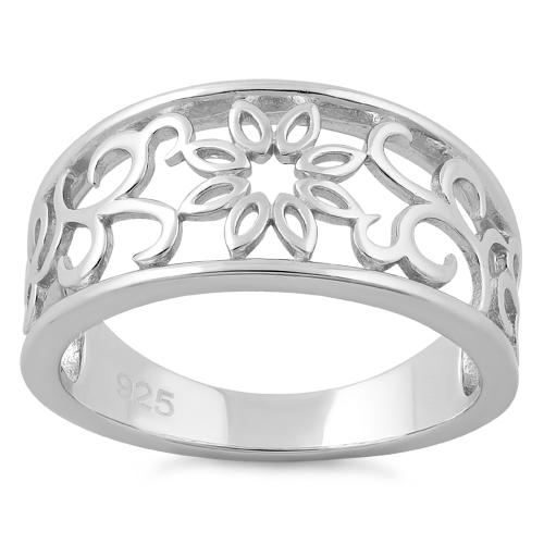 Sterling Silver Vines Flower Ring