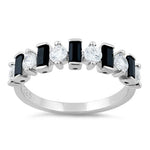 Sterling Silver Black and White CZ Ring