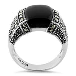 Sterling Silver Black Onyx Marcasite Ring