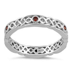 Sterling Silver Braided Eternity Garnet CZ Ring