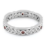 Sterling Silver Braided Eternity Garnet CZ Ring