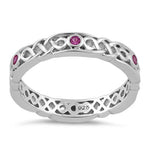 Sterling Silver Braided Eternity Ruby CZ Ring