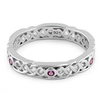 Sterling Silver Braided Eternity Ruby CZ Ring
