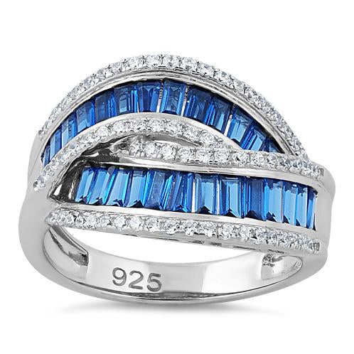 Sterling Silver Blue CZ Band Ring