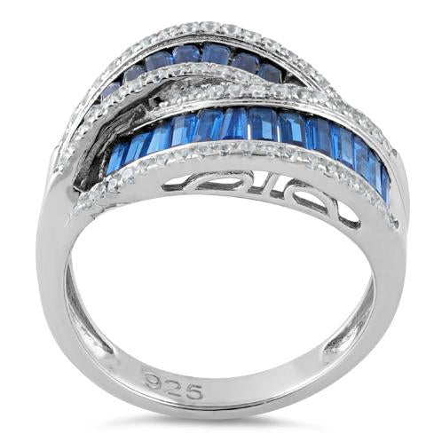 Sterling Silver Blue CZ Band Ring
