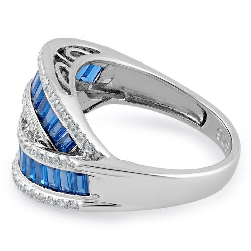 Sterling Silver Blue CZ Band Ring