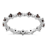 Sterling Silver Eternity Thin Brown CZ Ring