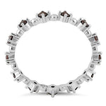 Sterling Silver Eternity Thin Brown CZ Ring