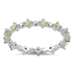 Sterling Silver Eternity Thin Golden Yellow CZ Ring