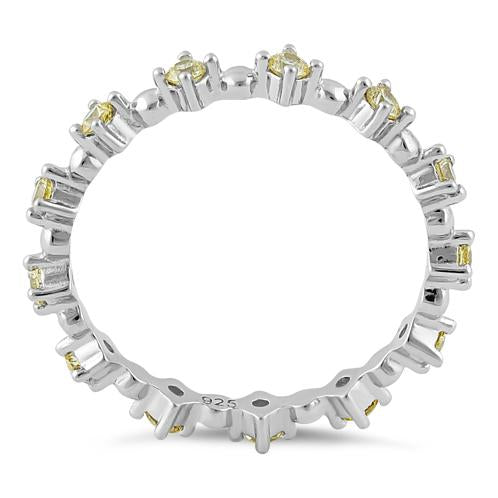Sterling Silver Eternity Thin Golden Yellow CZ Ring
