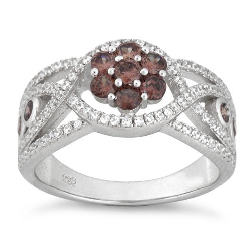 Sterling Silver Flower Pave CZ Ring