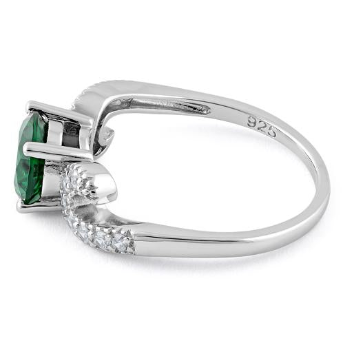 Sterling Silver Round Emerald CZ Ring