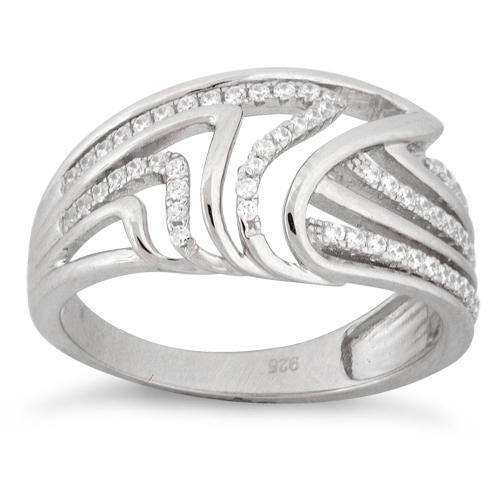 Sterling Silver Shark Fin Pave CZ Ring