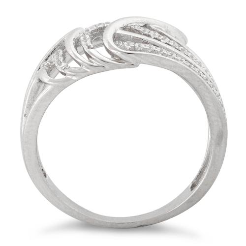 Sterling Silver Shark Fin Pave CZ Ring