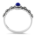 Sterling Silver Small Round Blue Lapis Marcasite Ring