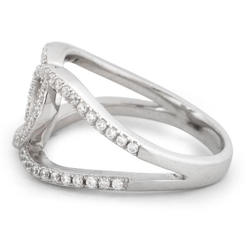 Sterling Silver Tangled Strings Pave CZ Ring