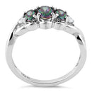 Sterling Silver Triple Rainbow CZ Ring