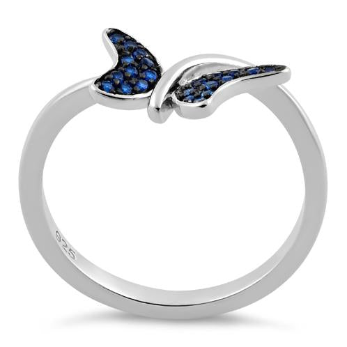 Sterling Silver Butterfly Blue Spinel CZ Ring