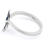 Sterling Silver Butterfly Blue Spinel CZ Ring