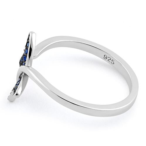 Sterling Silver Butterfly Blue Spinel CZ Ring