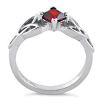 Sterling Silver Celtic Princess Cut Garnet CZ Ring
