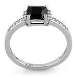 Sterling Silver Cushion-Cut Black CZ Ring
